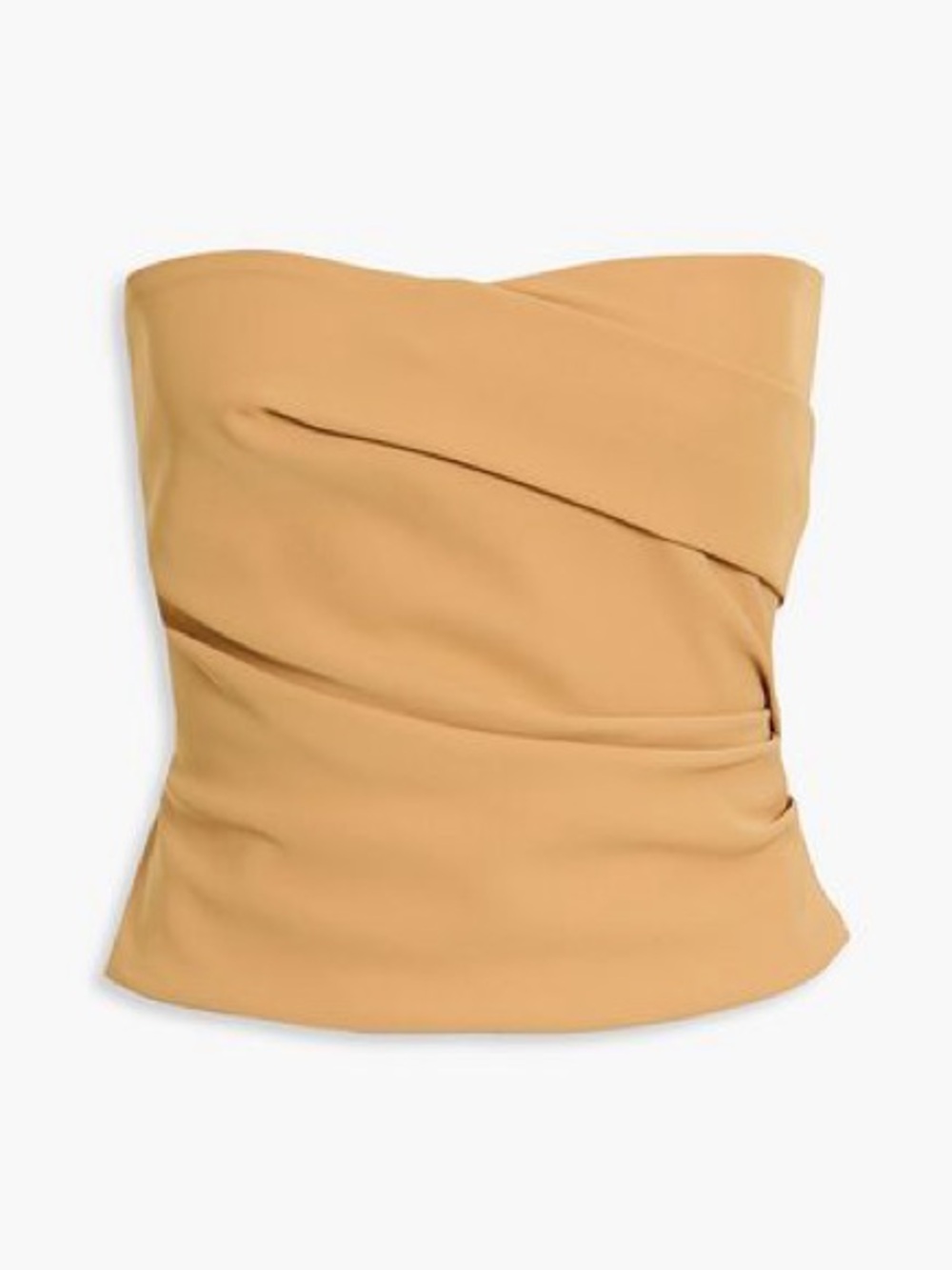 Simons Icone Strapless Ruched Bustier Top in Camel